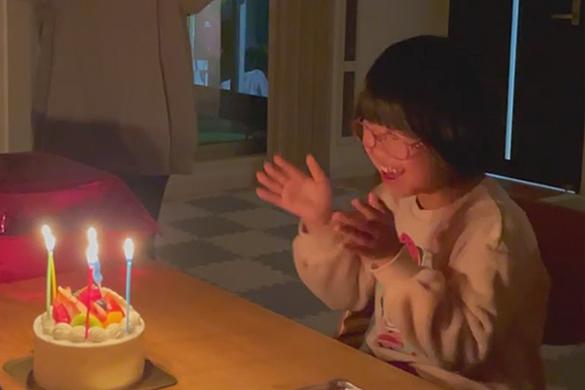 ダウン症児の成長日記　9歳誕生日ケーキ